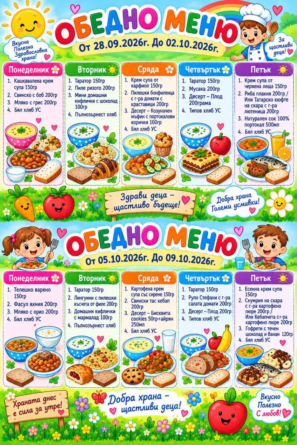 Обедно меню